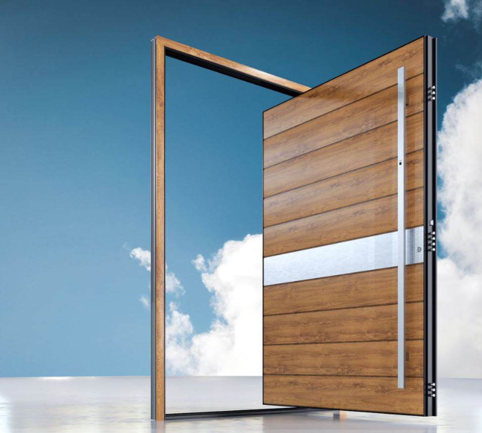 Porte pivot monumentale en bois sur mesure